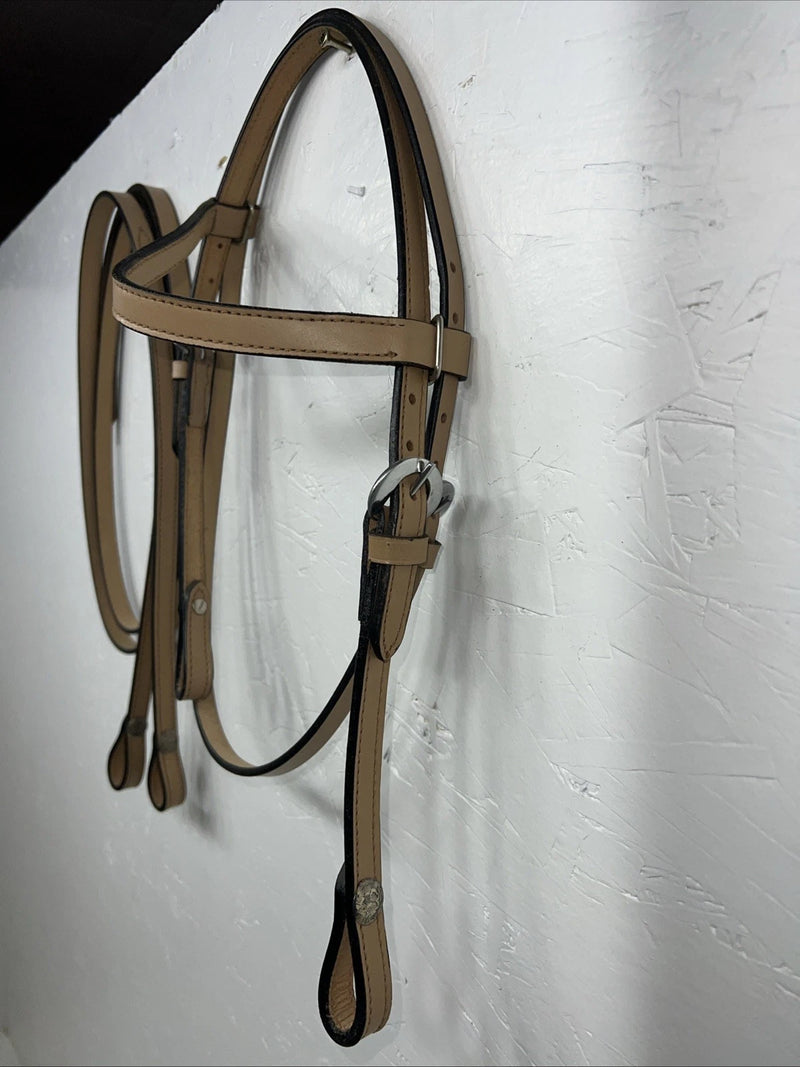 New Leather Pony Browband Headstall W Split Reins. U-34