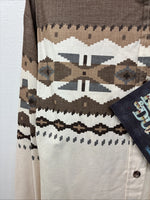 New Women’s Brooks & Dunn Tan Design Long Sleeve Pearl Snap XL II-24 