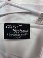 New Kids Champion Western White Long Sleeve Pearl Snap 16 Large V-29