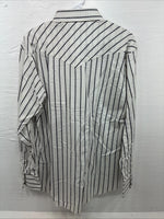 New Men’s Champion Western White Stripe Long Sleeve Pearl Snap 16.5 Large AA-58