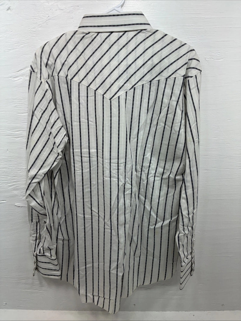 New Men’s Champion Western White Stripe Long Sleeve Pearl Snap 16.5 Large AA-58