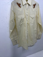 New Men’s Yellow ELY Wildlife Collection Western Pearl Snap Shirt Small A-171
