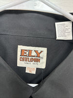 New Men’s ELY Cattleman Black Simple Long Sleeve Pearl Snap XL J-86