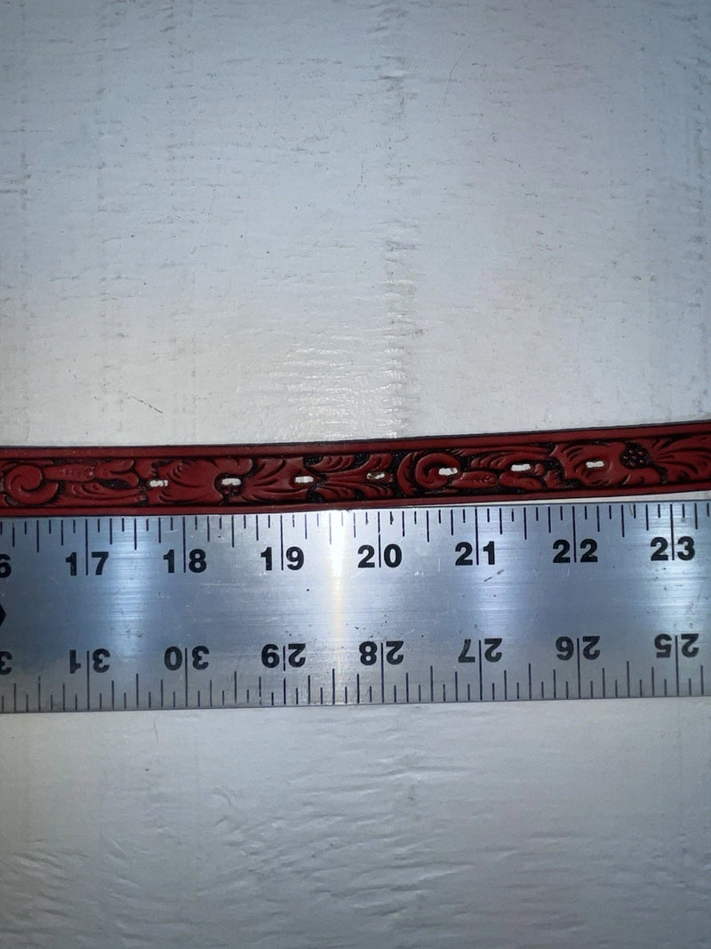 New Red Genuine Leather Chambers Tooled 20” Belt #WY347 NN-52