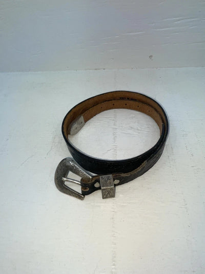 New Black Genuine Leather Tooled 28” Belt #WF502 JJ-115