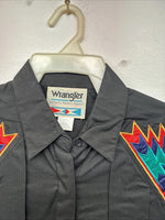 New Women’s Wrangler Black Designed Long Sleeve Button Up Large LL-42