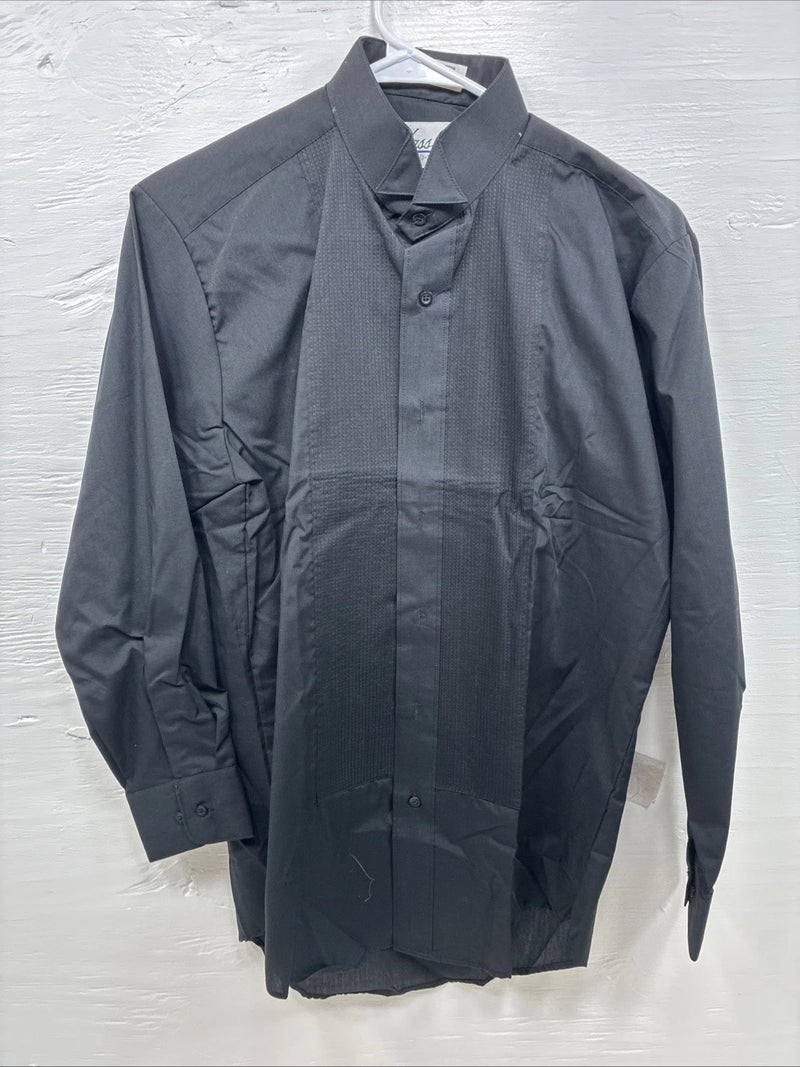New Classix Black Long Sleeve Button Up English Shirt Small CC-9