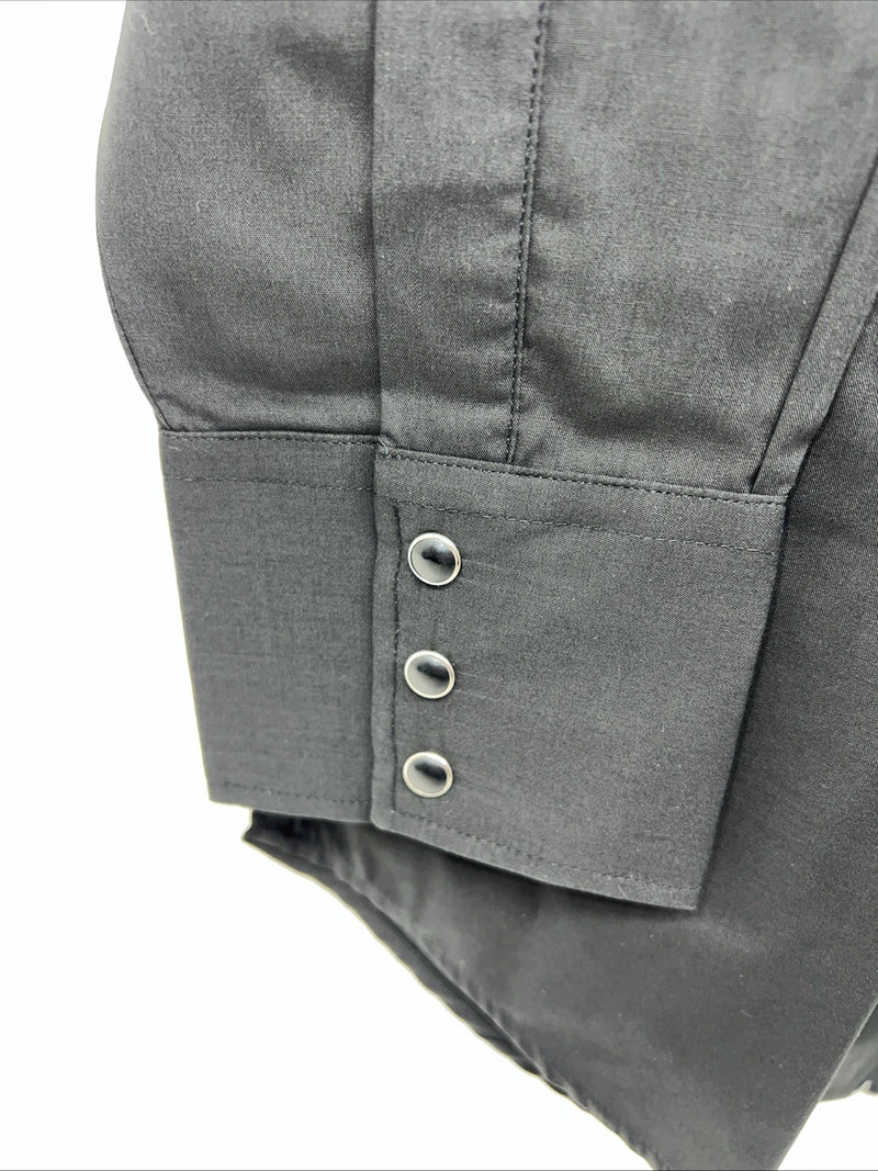 New Men’s Black White House Pearl Snap Long Sleeve Shirt. L Tall P-51