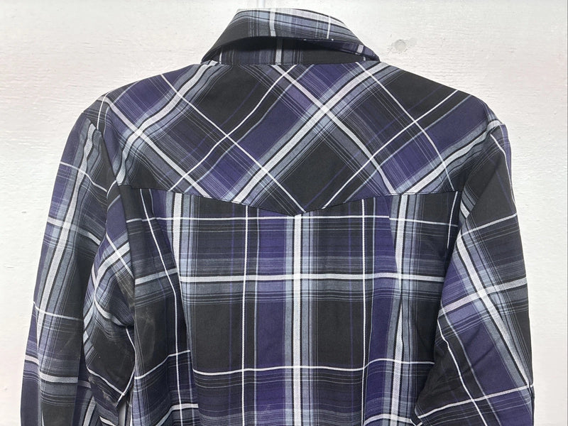 New Kids ELY Cattleman Purple Plaid Long Sleeve Pearl Snap Small LL-6