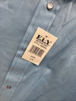 New Men’s ELY Cattleman Blue Long Sleeve Pearl Snap 18 X 35 2XL CC-5
