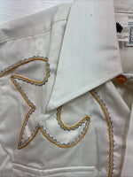 New Men’s Karman Yellow Embroidered Long Sleeve Pearl Snap 15 Medium M-88