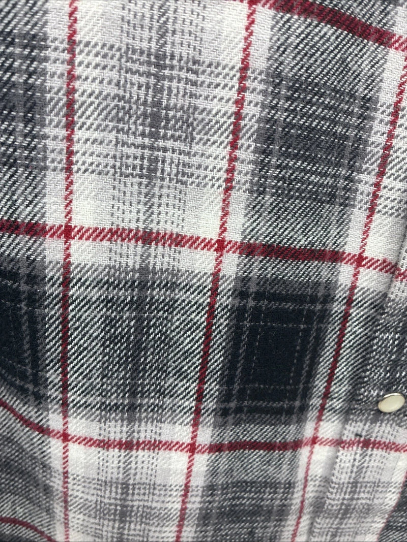 New Men’s ELY Cattleman Black Red Plaid Long Sleeve Pearl Snap Large V-71