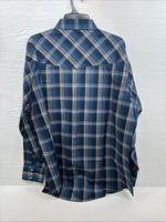 New Men’s ELY Cattleman Blue Flannel Long Sleeve Pearl Snap 2XLT F-60