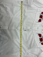New Womens White Horse White Rose Long Sleeve Pearl Snap Large II-91