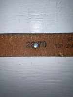New Brown Genuine Leather Acme Gold Pendent 28” Belt #4642 NN-22