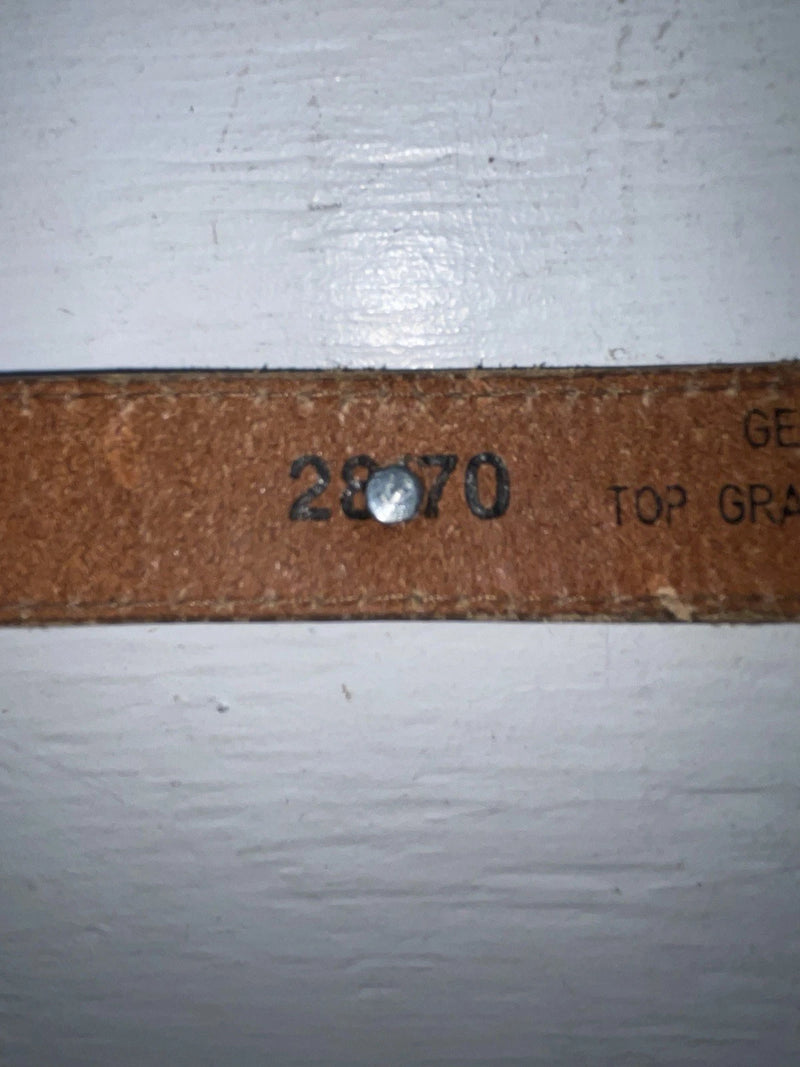 New Brown Genuine Leather Acme Gold Pendent 28” Belt #4642 NN-22