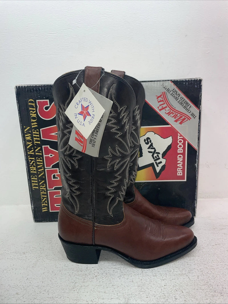 New Men’s Brown Texas Brand Cowboy Boots. 1231 7.5 7 1/2 D. 3-154
