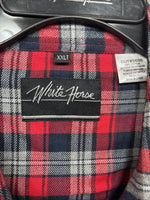 New Men’s White Horse Red Black Flannel Long Sleeve Pearl Snap 2XL H-37