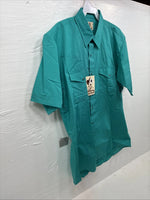 New Men’s ELY Cattleman Teal Short Sleeve Pearl Snap 16 Large AA-109