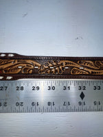New Red Genuine Leather Longhorn Tooled 30” Belt #82828 JJ-140