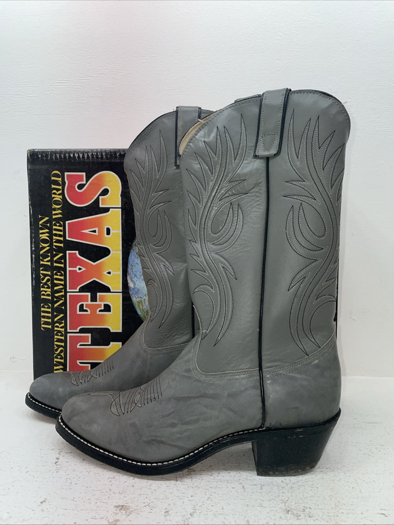 New Men’s Gray Texas Brand Cowboy Boots. 7499 10.5 10 1/2 D. 7-80