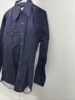 New Men’s Denim Karman Pearl Snap Long Sleeve Shirt 14.5x33 Small P-23