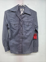 New Women’s Dickson Jenkins Blue Checker Long Sleeve Pearl Snap Size 32 MM-92