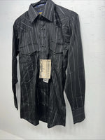 New Men’s Black Panhandle Slim Pearl Snap Long Sleeve Shirt. 14.5x33 S I-46