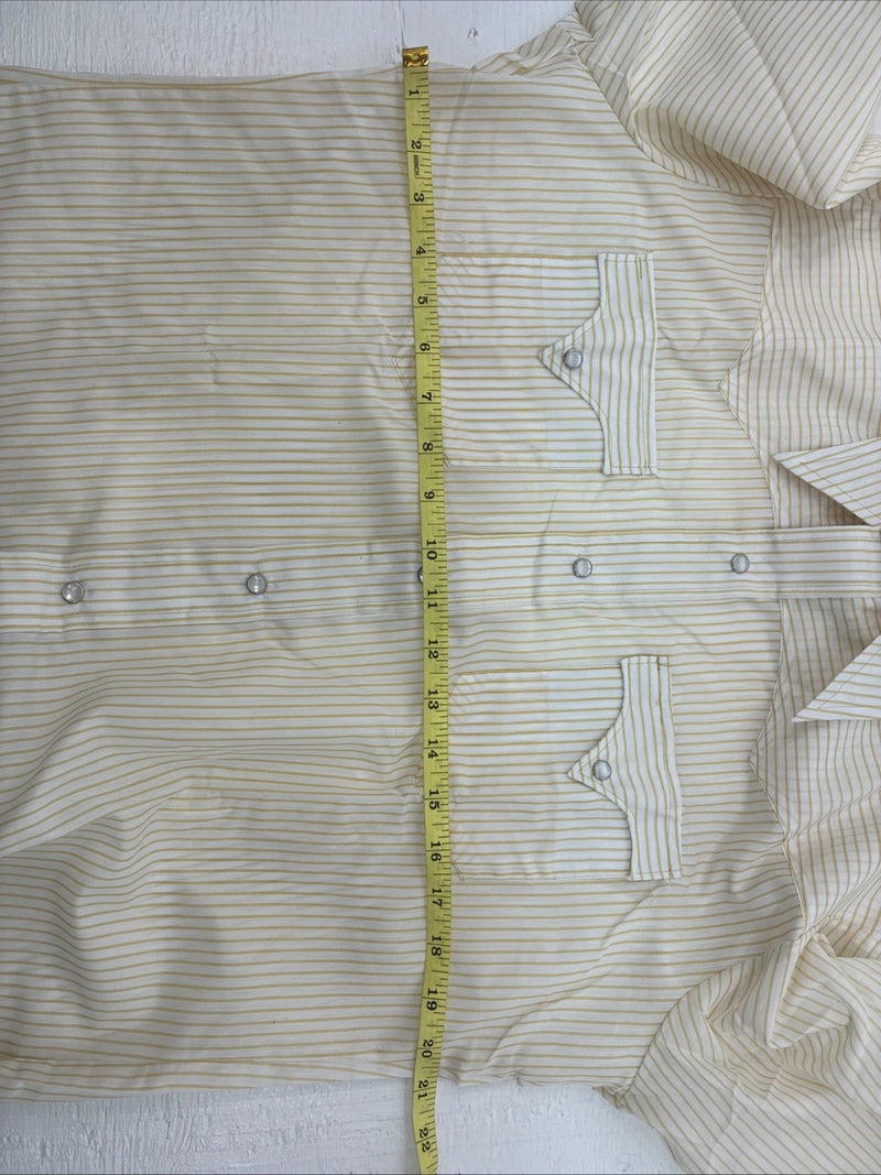New Men’s Miller Yellow Stripe Long Sleeve Pearl Snap 16 X 35 Large V-115