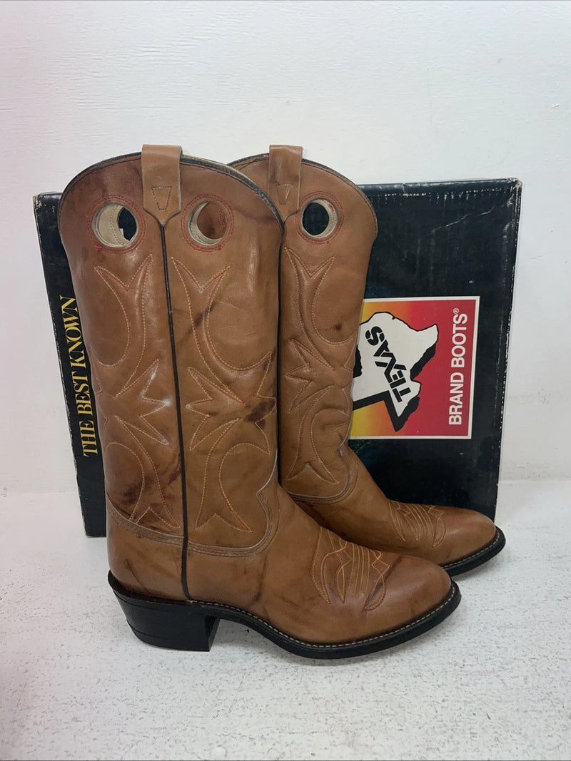 New Men’s Brown Texas Brand Cowboy Boots. 7844 8 D. 1-95