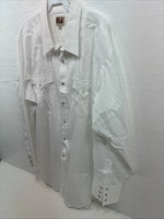 New Men’s ELY Cattleman White Stripe Long Sleeve Pearl Snap 18.5 X 35 2XL F-64