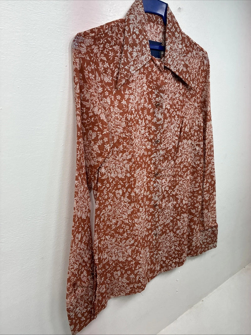 New Women’s Panhandle Slim Orange Long Sleeve Pearl Snap size 32 MM-2