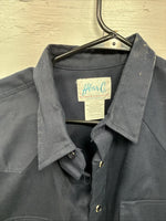 New Men’s H Bar C Navy Blue Long Sleeve Pearl Snap Large DD-9