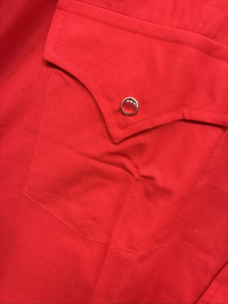 New Men’s ELY Cattleman Red Simple Short Sleeve Pearl Snap 18 2XL K-96