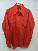 New Men’s Champion Western Orange Long Sleeve Pearl Snap 16 X 35 Large DD-46