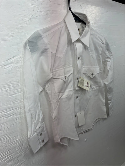 New Kids ELY Cattleman White Long Sleeve Pearl Snap Size 8 DD-51