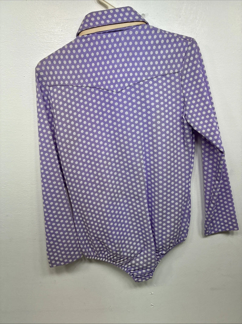 New Women’s Panhandle Slim Purple Body Suit Long Sleeve Button Up Medouk LL-64