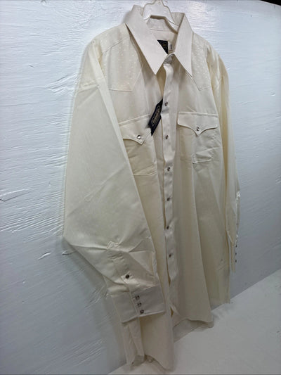 New Men’s Panhandle Slim Off White Long Sleeve Pearl Snap 18 X 34 2XL M-77