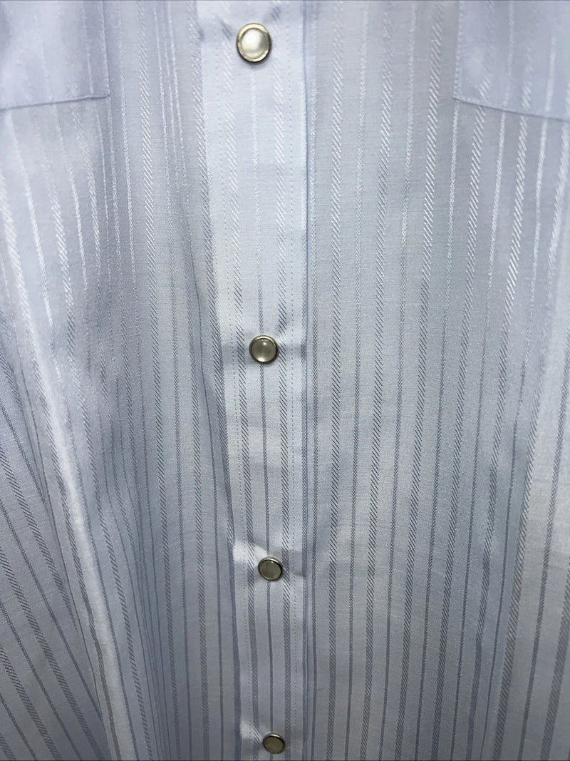 New Men’s Blue Stripped Mesquite Pearl Snap Long Sleeve Shirt. 19x37 3XL G-79