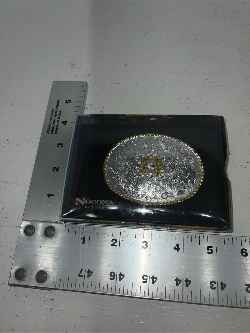 New Women’s Nocona Gold Silver “H” Belt Buckle 37572-H A-119