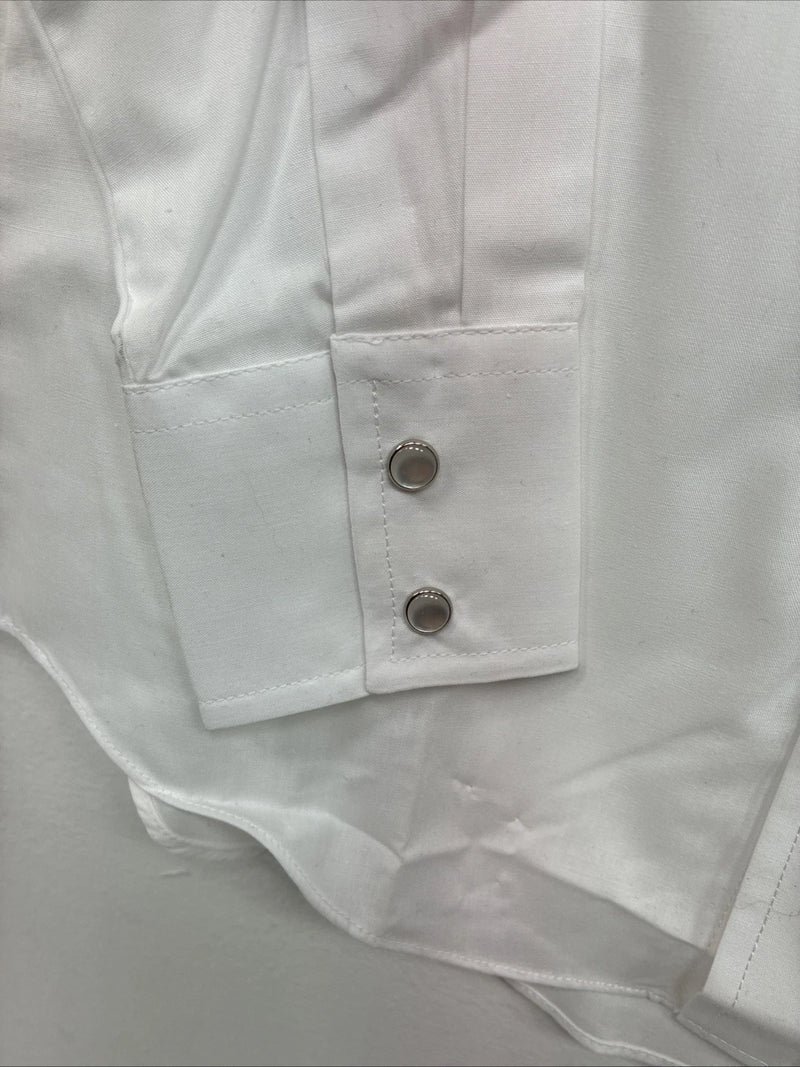 New Boys ELY Cattleman Cattleman White Long Sleeve Pearl Snap Size 10 DD-95