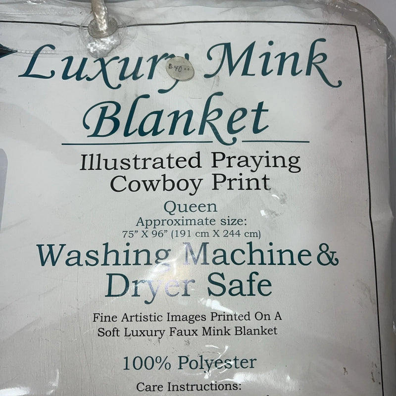 New Showman Luxury Mink Praying Cowboy Print 75”X96” Queen Blanket #805 MM-604