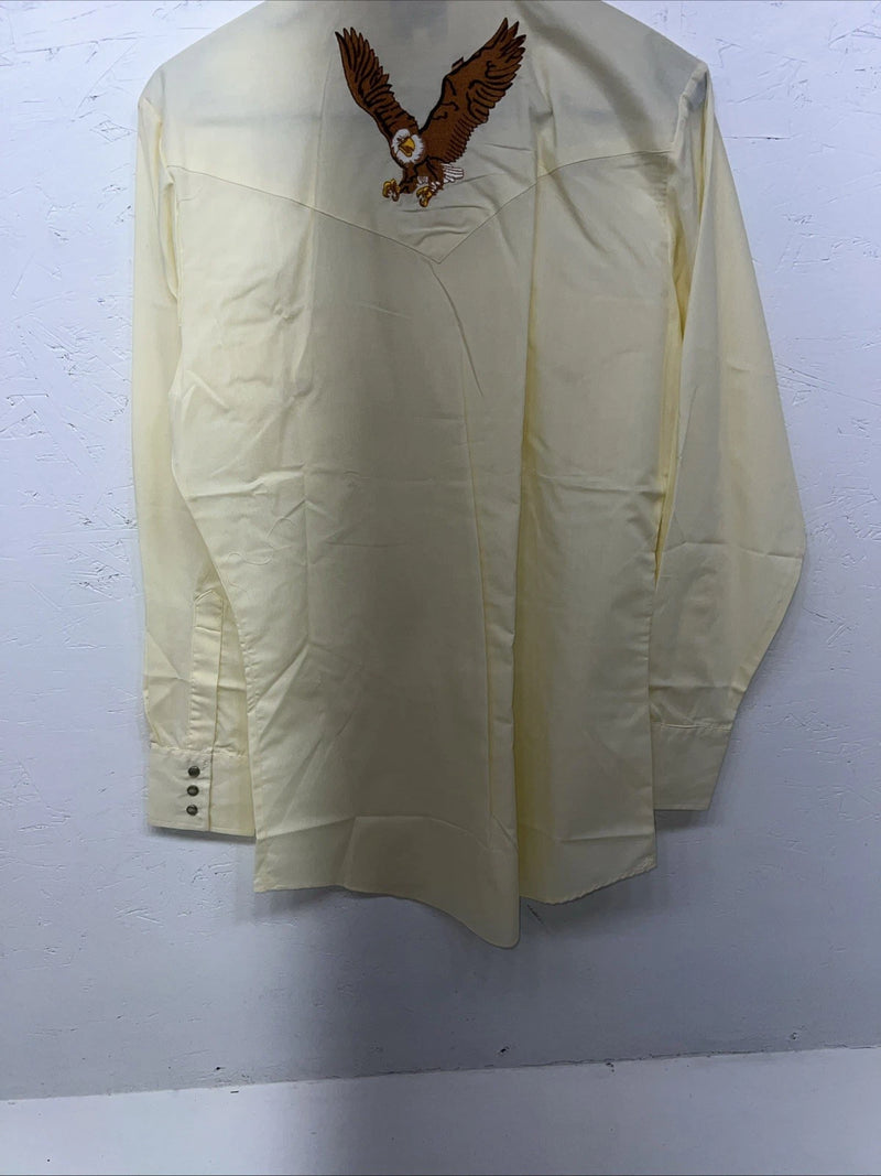 New Men’s Yellow Eagles ELY Pearl Snap Long Sleeve Shirt Small I-26