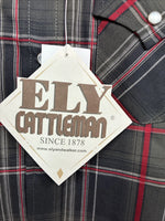 New Kids ELY Cattleman Green Plaid Long Sleeve Pearl Snap Small DD-127