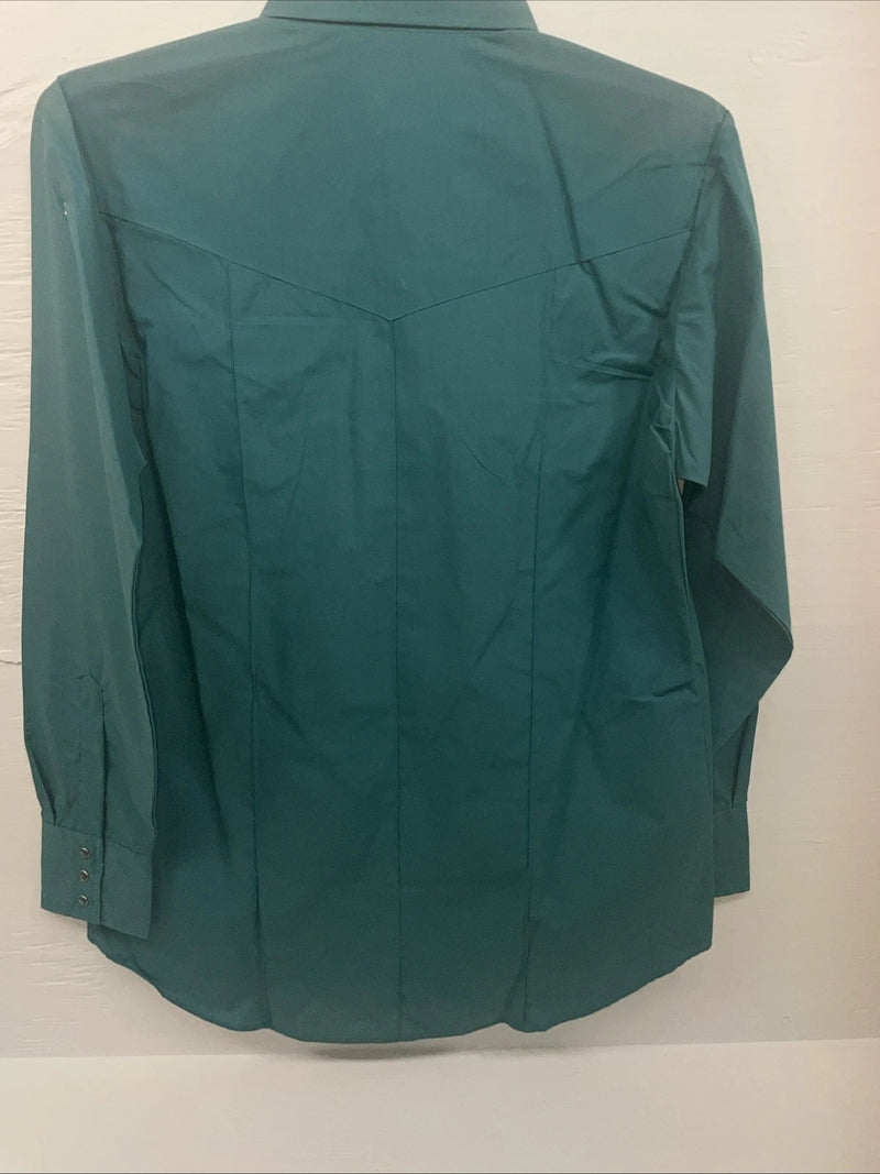 New Men’s ELY Cattleman Teal Long Sleeve Pearl 15.5 X 34 Medium B-103