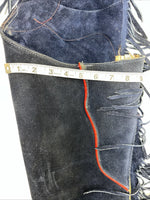 NOS Navy Red Show Chaps With Fringe Adjustable Waist 39” N-49