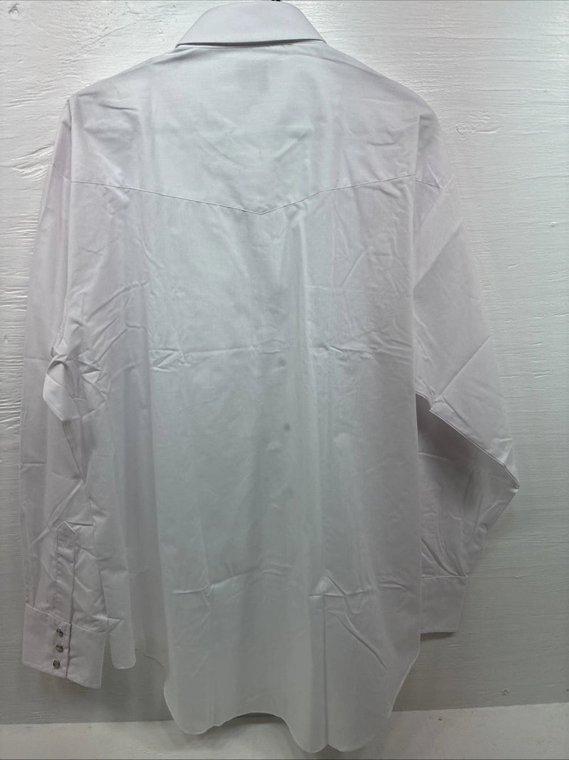 New Men’s ELY Cattleman White Long Sleeve Pearl Snap 18.5 X 36 2XL R-23