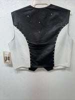 New Women’s 1849 Authentic Ranchwear Black White Western Vest XL #2929 UU-35