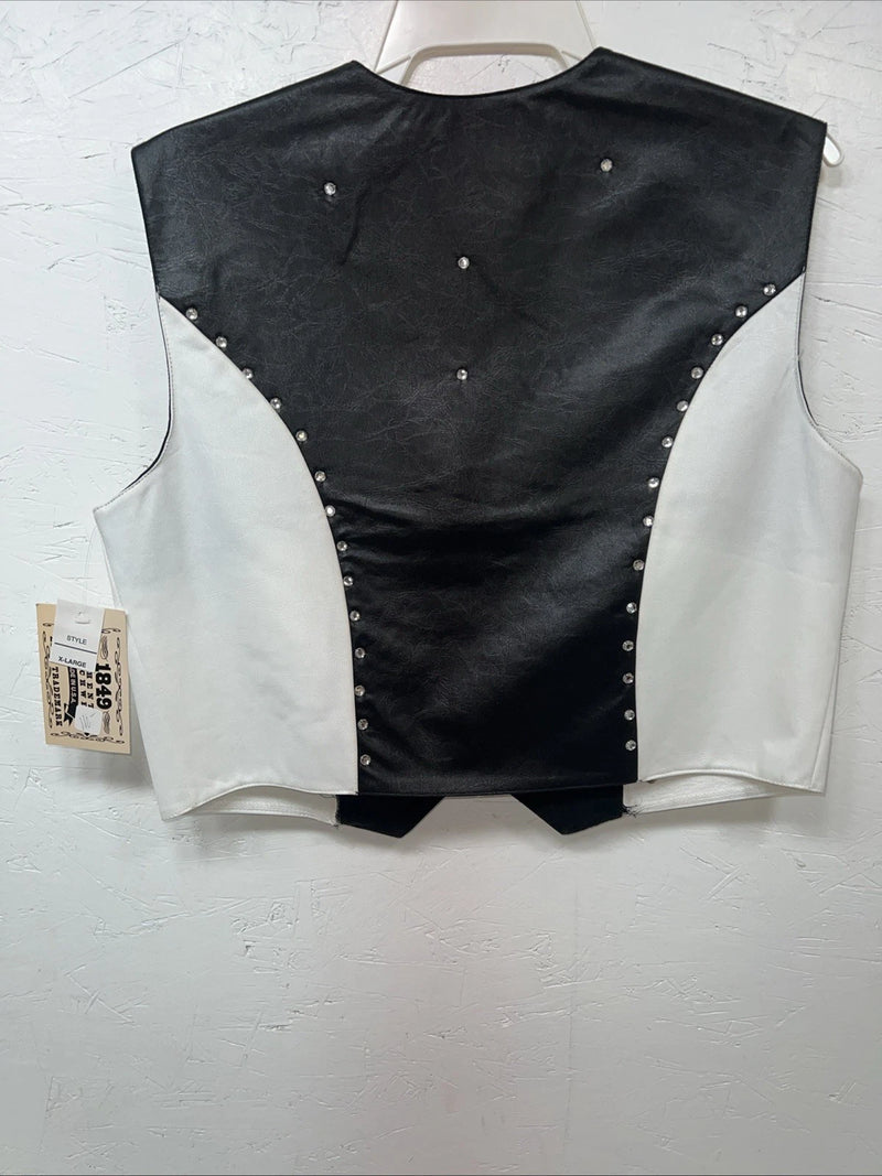 New Women’s 1849 Authentic Ranchwear Black White Western Vest XL #2929 UU-35