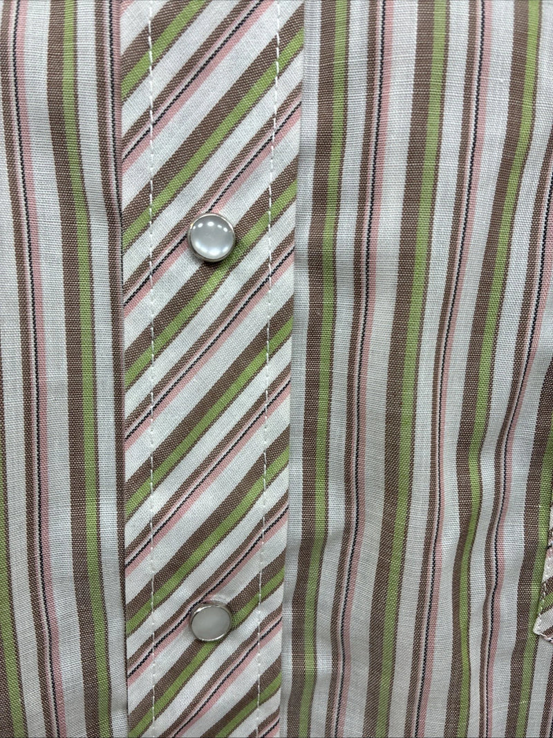New Men’s Trail Ridge Multiple Color Stripe Long Sleeve Pearl Snap 2XL H-32